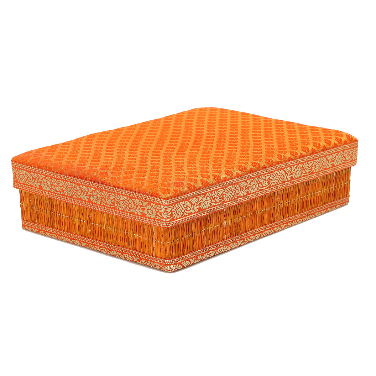 Rivergrass Saree Box with Foam Lid  - Orange