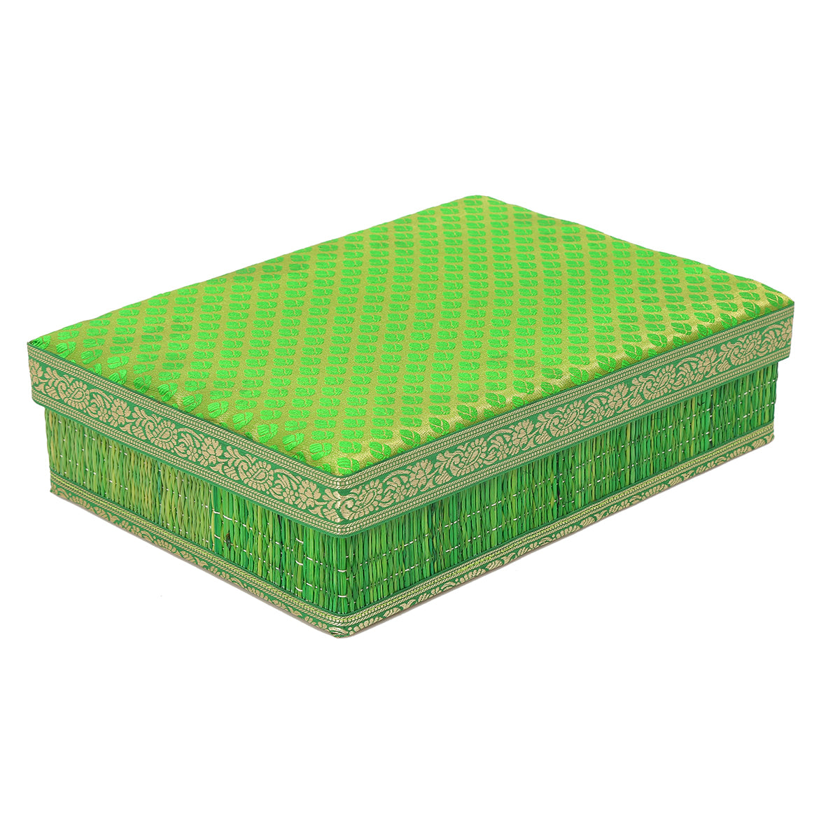 Rivergrass Saree Box with Foam Lid - Green