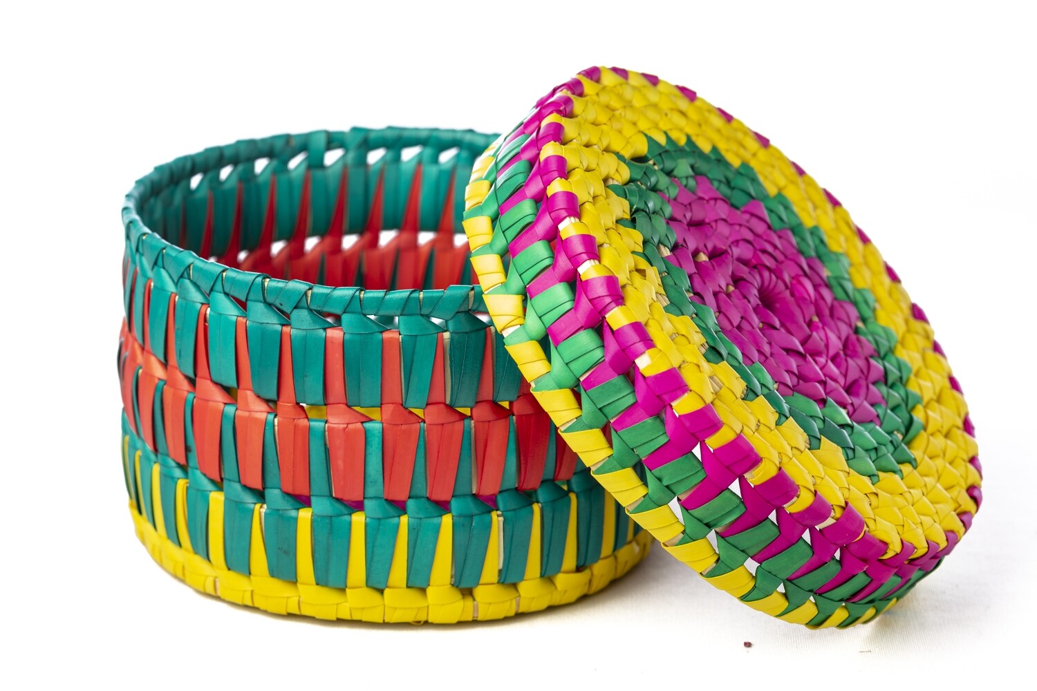 Palm Leaf Gift Box - Round - (Multicolour)