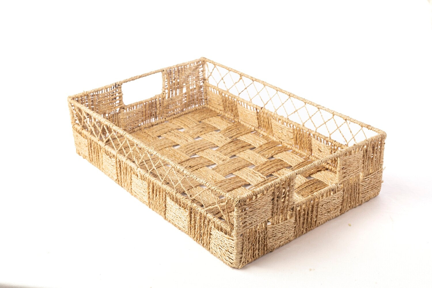 Banana Fiber Rope Tray (with metal frame) - Large