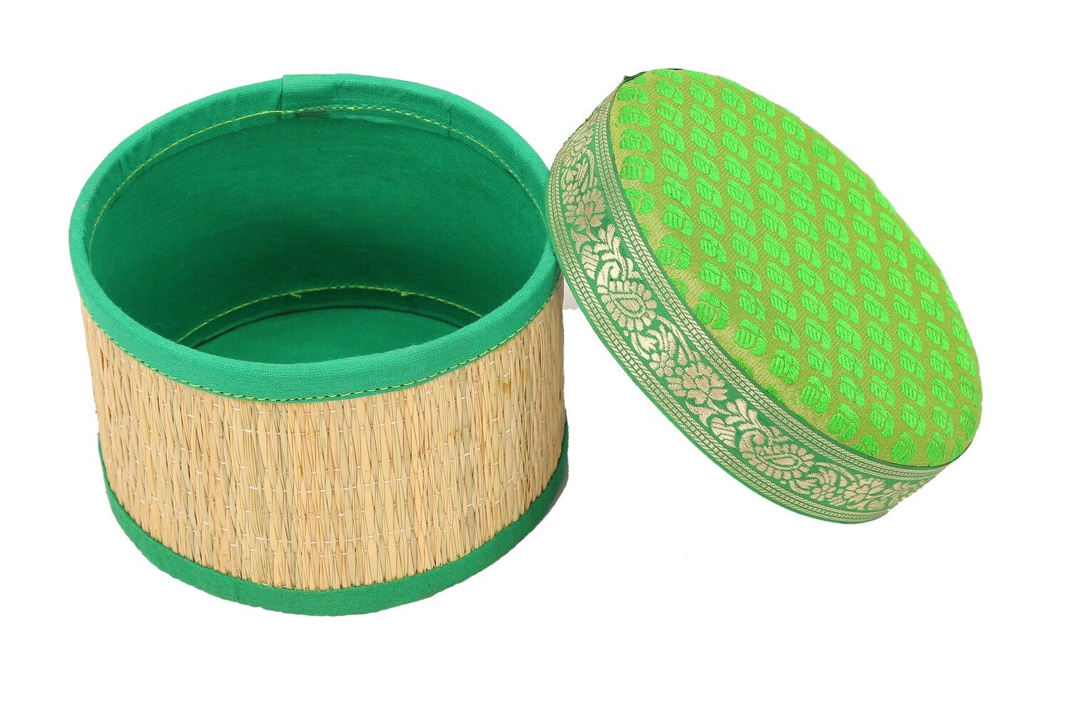 Rivergrass Round Box with Foam Lid - Green