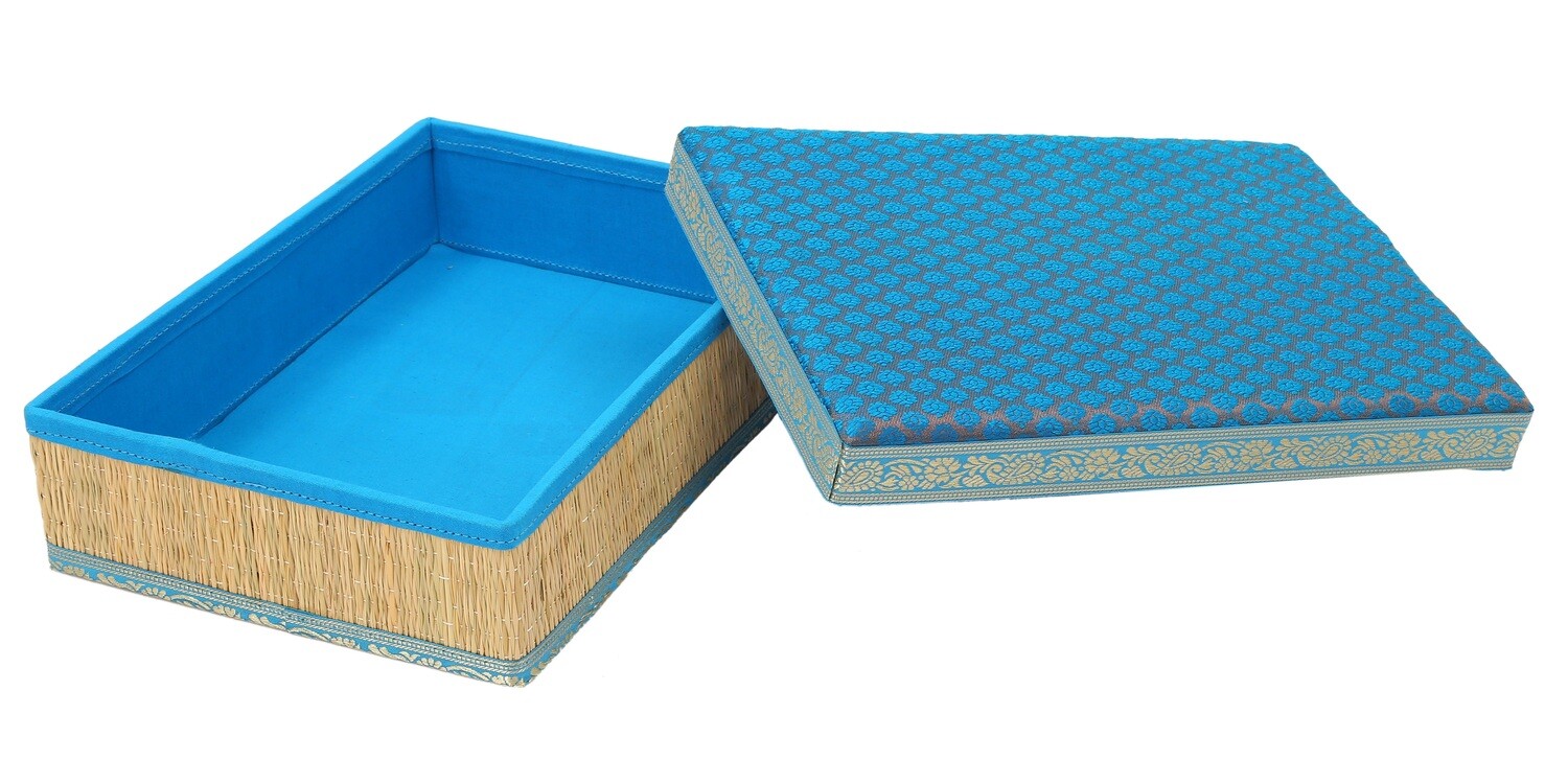 Rivergrass Saree Box with Foam Lid - Sky Blue