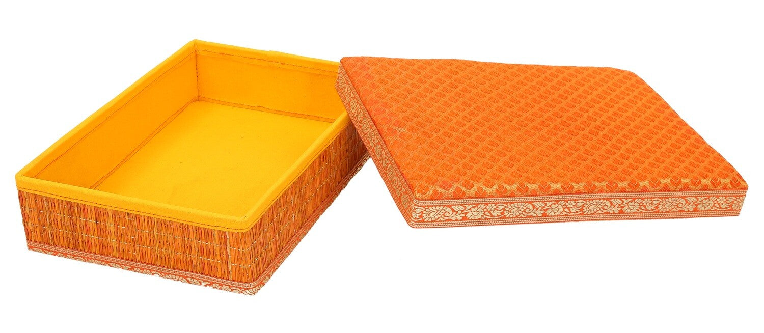 Rivergrass Saree Box with Foam Lid  - Orange