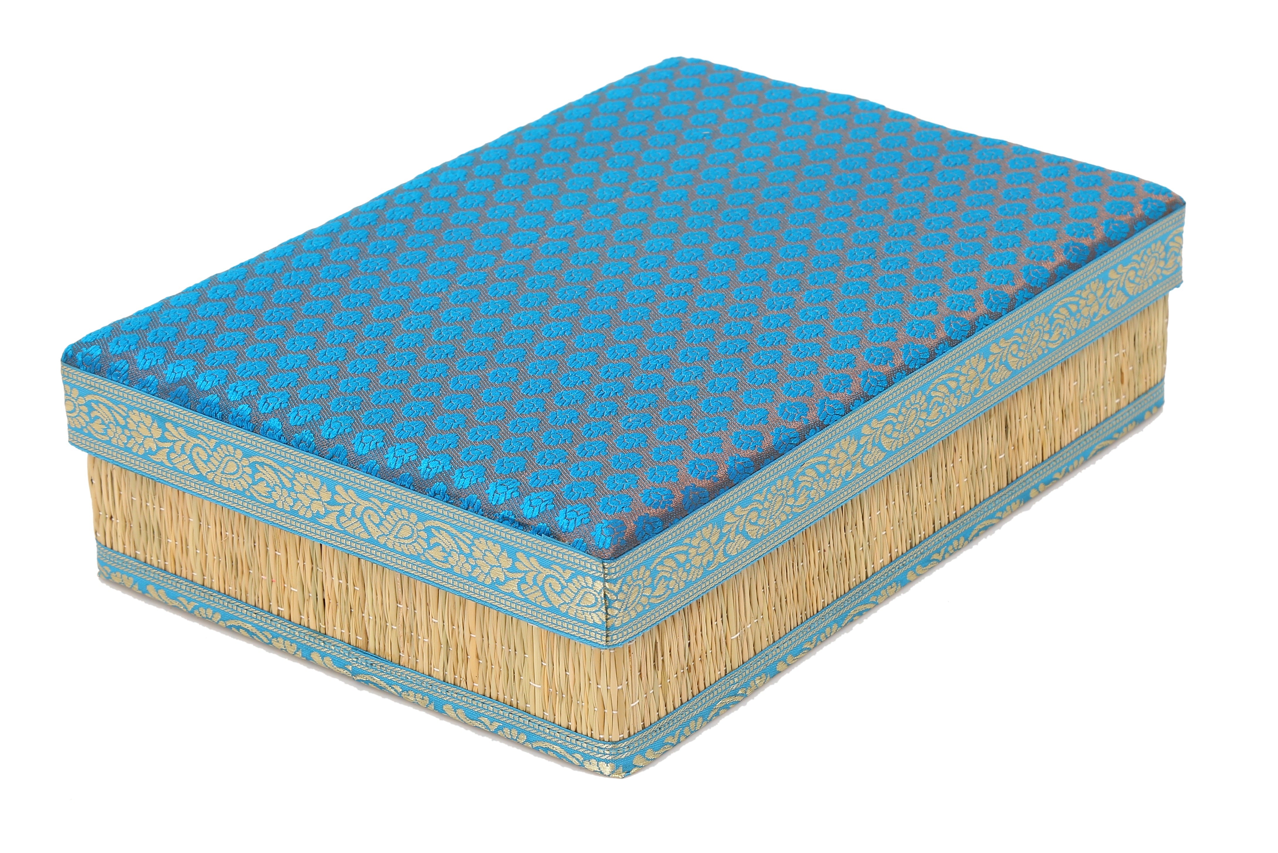 Rivergrass Saree Box with Foam Lid - Sky Blue